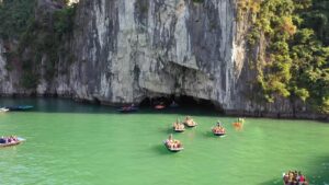 Kayaking and bamboo boat experience at Luon Cave in Halong Bay with Hercules Grand Cruise