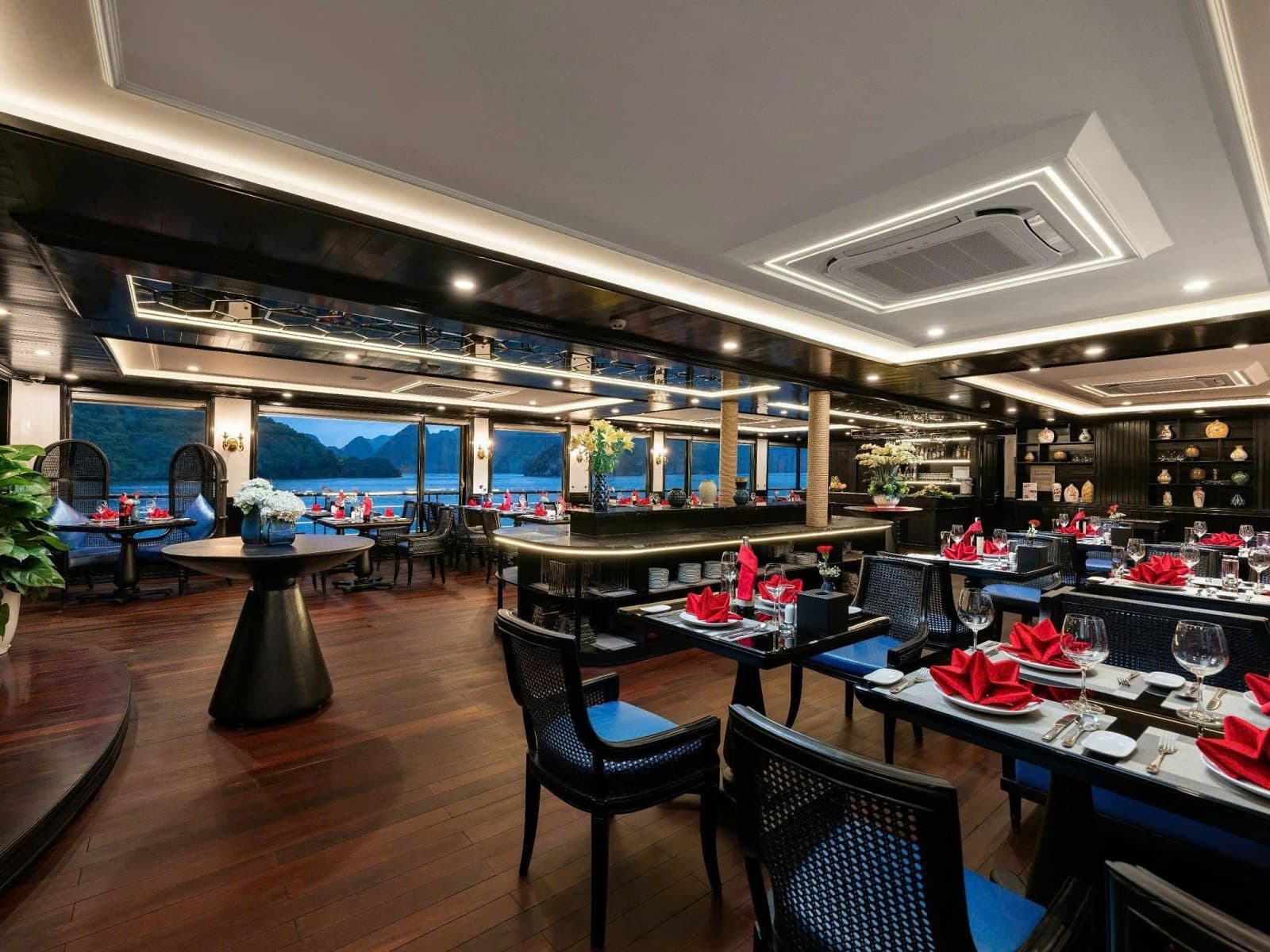 Restaurant aboard the 2-Day Lan Ha Bay Cruise